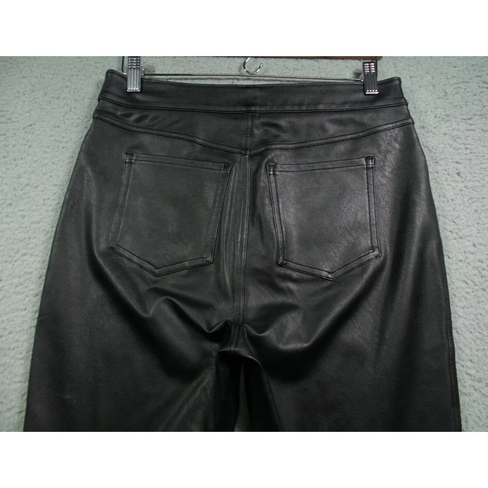 Spanx Pants Womens Size Large Black Faux‎ Leather Like Skinny Stretch High Rise